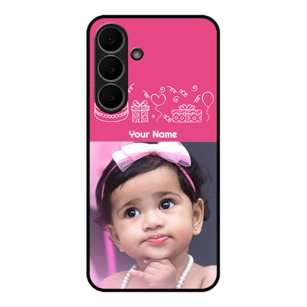 Samsung Galaxy S25 FE 5G Custom Glass Phone Case - With Birthday Line Art Design Samsung Galaxy S25 FE 5G Custom Glass Phone Case - With Birthday Line Art Design