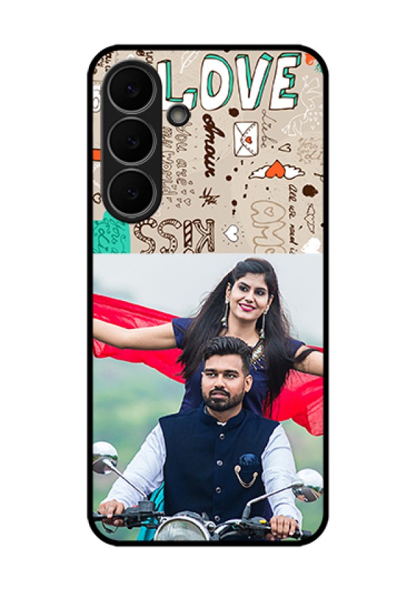 Samsung Galaxy S25 FE 5G Custom Glass Phone Case - Love Doodle Pattern