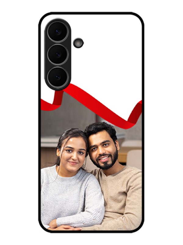Custom Samsung Galaxy S25 FE 5G Custom Glass Phone Case - Red Ribbon Frame Design