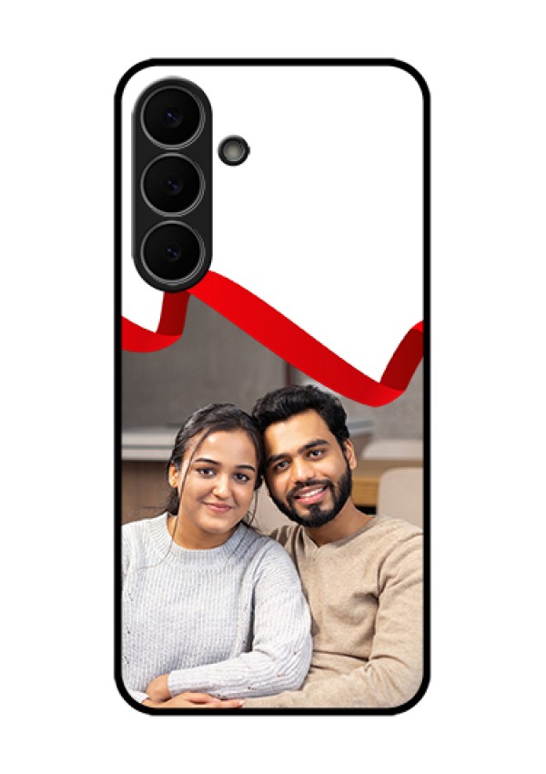 Samsung Galaxy S25 FE 5G Custom Glass Phone Case - Red Ribbon Frame Design