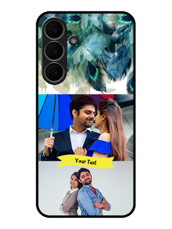 Custom Samsung Galaxy S25 FE 5G Custom Glass Phone Case - Image With Boho Peacock Feather Design