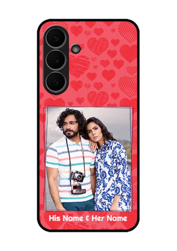 Samsung Galaxy S25 FE 5G Custom Glass Phone Case - With Red Heart Symbols Design