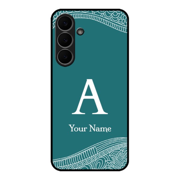 Samsung Galaxy S25 FE 5G Custom Glass Phone Case - Line Art Pattern With Custom Name Design Samsung Galaxy S25 FE 5G Custom Glass Phone Case - Line Art Pattern With Custom Name Design