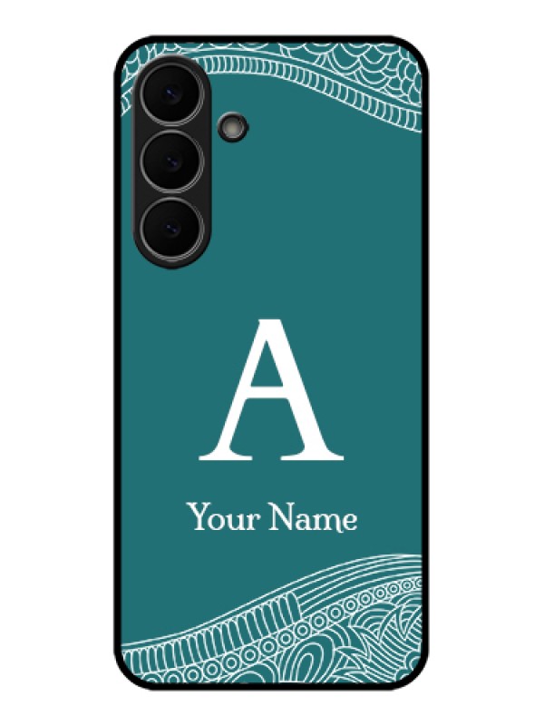 Custom Samsung Galaxy S25 FE 5G Custom Glass Phone Case - Line Art Pattern With Custom Name Design