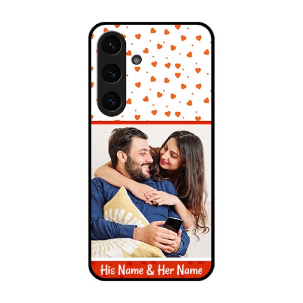 Galaxy S25 Plus 5G Custom Glass Phone CaseOrange Love Symbol Design