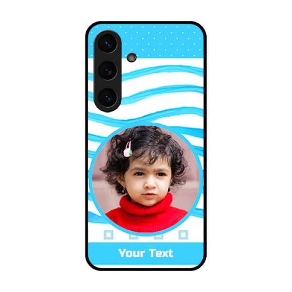Galaxy S25 Plus 5G Custom Glass Phone CaseSimple Blue Case Design Galaxy S25 Plus 5G Custom Glass Phone CaseSimple Blue Case Design