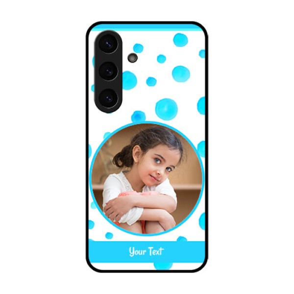 Galaxy S25 Plus 5G Custom Glass Phone CaseBlue Bubbles Pattern Design Galaxy S25 Plus 5G Custom Glass Phone CaseBlue Bubbles Pattern Design