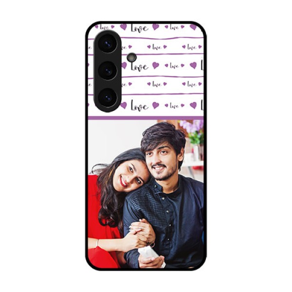 Galaxy S25 Plus 5G Custom Glass Phone CaseCouples Heart Design