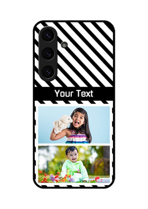 Galaxy S25 Plus 5G Custom Glass Phone CaseBlack And White Stripes Design