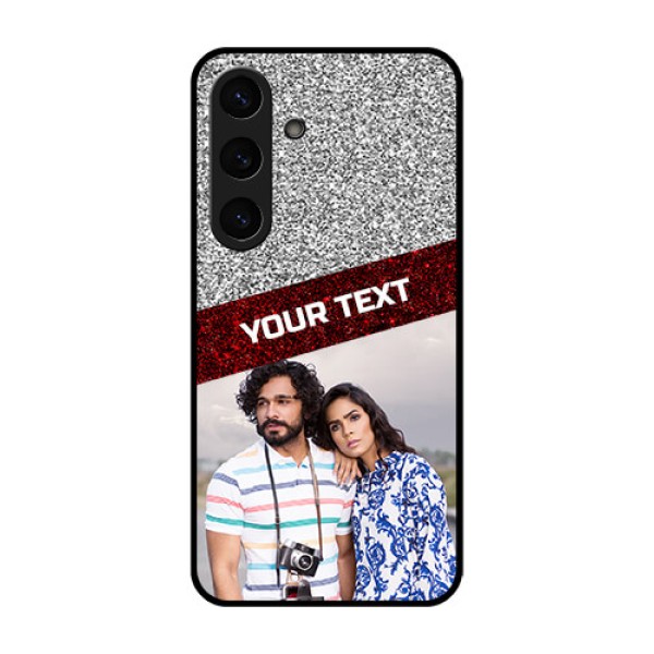 Galaxy S25 Plus 5G Custom Glass Phone CaseImage Holder With Glitter Strip Design Galaxy S25 Plus 5G Custom Glass Phone CaseImage Holder With Glitter Strip Design