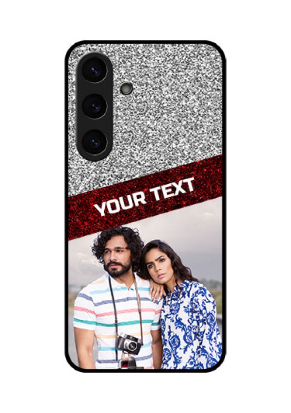 Galaxy S25 Plus 5G Custom Glass Phone CaseImage Holder With Glitter Strip Design