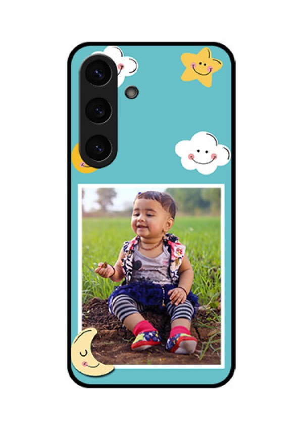 Galaxy S25 Plus 5G Custom Glass Phone CaseSmiley Kids Stars Design