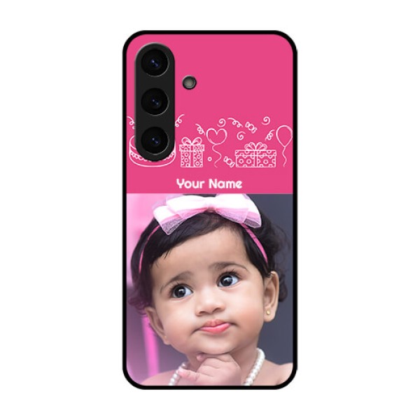 Galaxy S25 Plus 5G Custom Glass Phone CaseWith Birthday Line Art Design Galaxy S25 Plus 5G Custom Glass Phone CaseWith Birthday Line Art Design