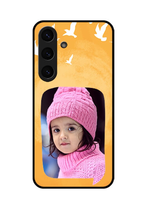 Galaxy S25 Plus 5G Custom Glass Phone CaseWater Color Design With Bird Icons