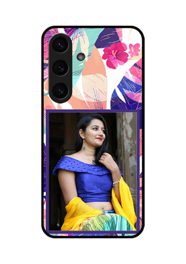 Galaxy S25 Plus 5G Custom Glass Phone CaseAbstract Floral Design