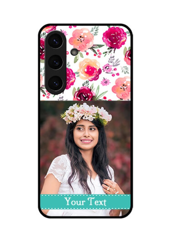 Galaxy S25 Plus 5G Custom Glass Phone CaseWater Colors Floral Design