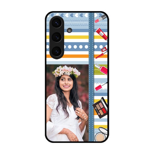 Galaxy S25 Plus 5G Custom Glass Phone CaseMakeup Icons Design