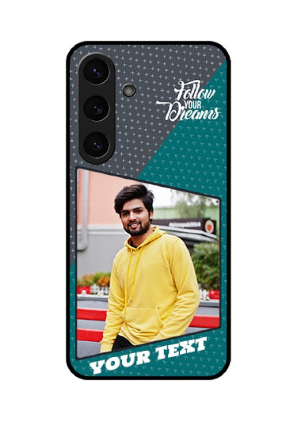 Galaxy S25 Plus 5G Custom Glass Phone CaseBackground Pattern Design With Quote