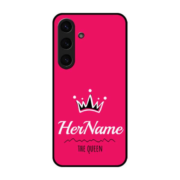Galaxy S25 Plus 5G Custom Glass Phone CaseQueen With Name Design Galaxy S25 Plus 5G Custom Glass Phone CaseQueen With Name Design