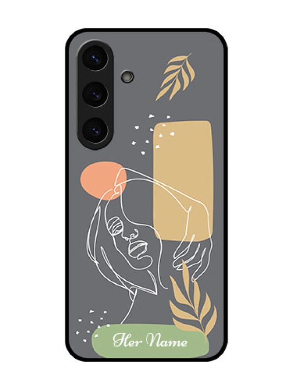 Custom Galaxy S25 Plus 5G Custom Glass Phone CaseGazing Woman Line Art Design