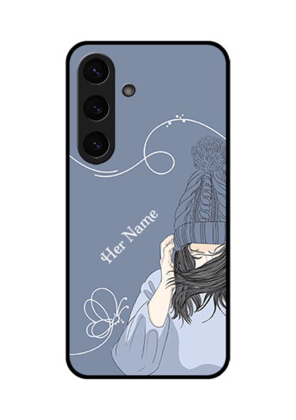 Galaxy S25 Plus 5G Custom Glass Phone CaseGirl In Winter Outfit Design