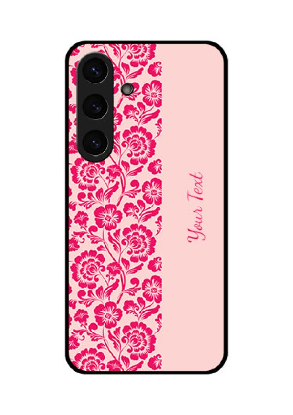 Galaxy S25 Plus 5G Custom Glass Phone CaseAttractive Floral Pattern Design