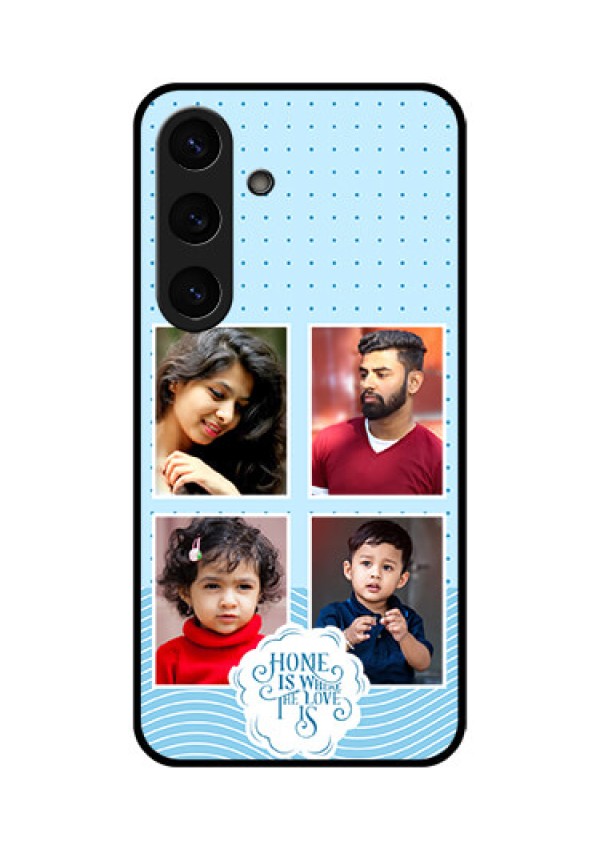 Galaxy S25 Plus 5G Custom Glass Phone CaseCute Love Quote With 4 Pic Upload Design