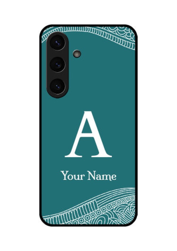Galaxy S25 Plus 5G Custom Glass Phone CaseLine Art Pattern With Custom Name Design