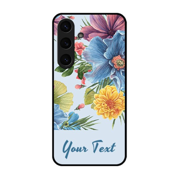 Galaxy S25 Plus 5G Custom Glass Phone CaseStunning Watercolored Flowers Painting Design