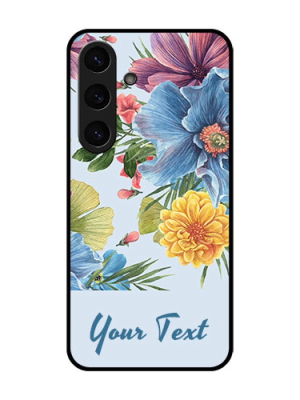 Custom Galaxy S25 Plus 5G Custom Glass Phone CaseStunning Watercolored Flowers Painting Design