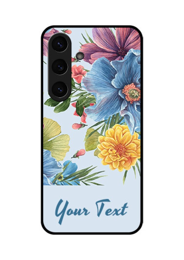 Galaxy S25 Plus 5G Custom Glass Phone CaseStunning Watercolored Flowers Painting Design