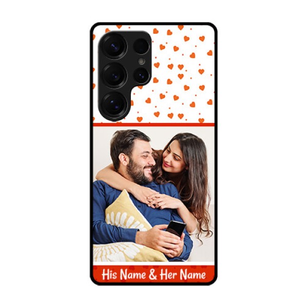Galaxy S25 Ultra 5G Custom Glass Phone CaseOrange Love Symbol Design
