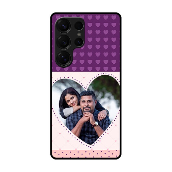 Galaxy S25 Ultra 5G Custom Glass Phone CaseViolet Love Dots Design