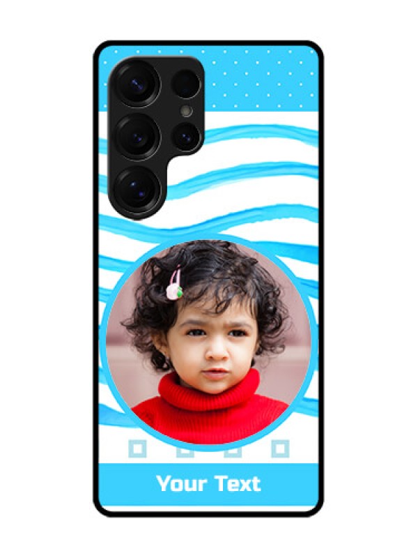 Custom Galaxy S25 Ultra 5G Custom Glass Phone CaseSimple Blue Case Design