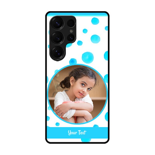 Galaxy S25 Ultra 5G Custom Glass Phone CaseBlue Bubbles Pattern Design Galaxy S25 Ultra 5G Custom Glass Phone CaseBlue Bubbles Pattern Design