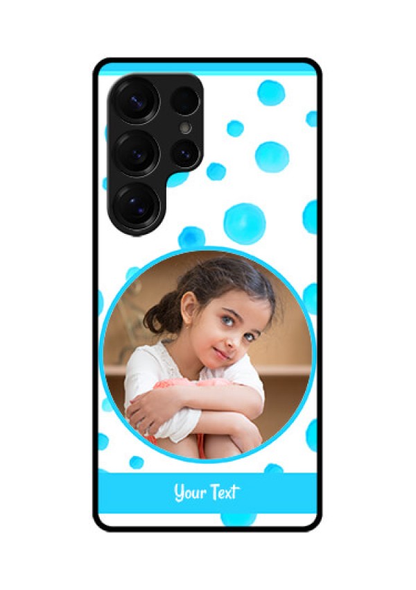 Galaxy S25 Ultra 5G Custom Glass Phone CaseBlue Bubbles Pattern Design