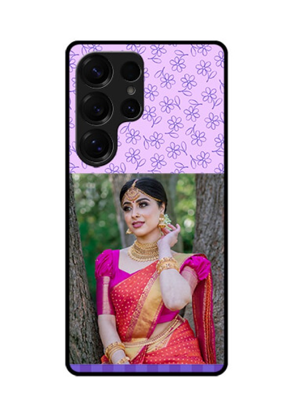 Galaxy S25 Ultra 5G Custom Glass Phone CasePurple Floral Design