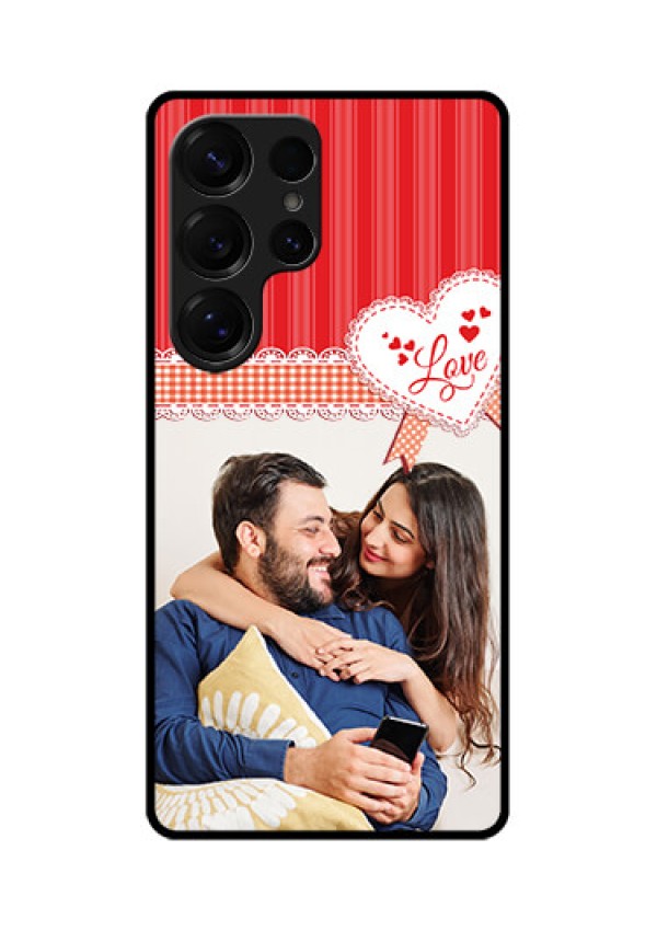Galaxy S25 Ultra 5G Custom Glass Phone CaseRed Love Pattern Design