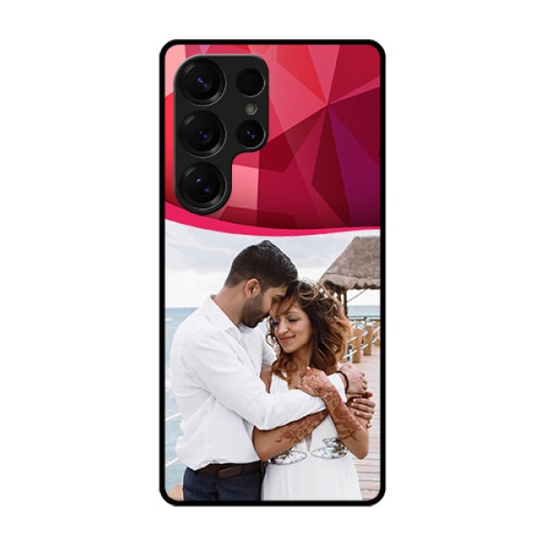 Galaxy S25 Ultra 5G Custom Glass Phone CaseRed Abstract Design