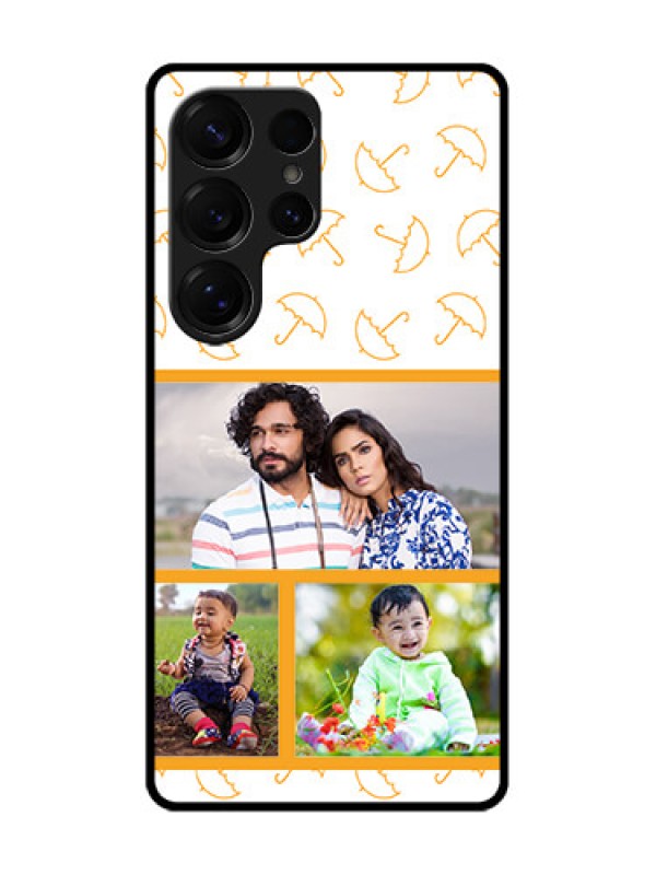 Custom Galaxy S25 Ultra 5G Custom Glass Phone CaseYellow Pattern Design