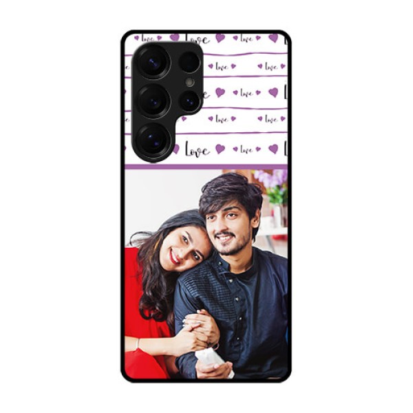 Galaxy S25 Ultra 5G Custom Glass Phone CaseCouples Heart Design