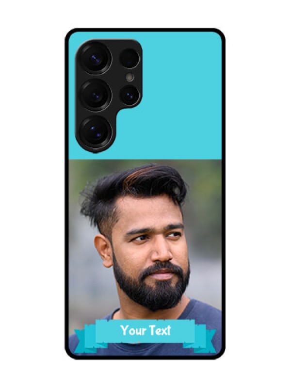 Custom Galaxy S25 Ultra 5G Custom Glass Phone CaseBlue Color Design