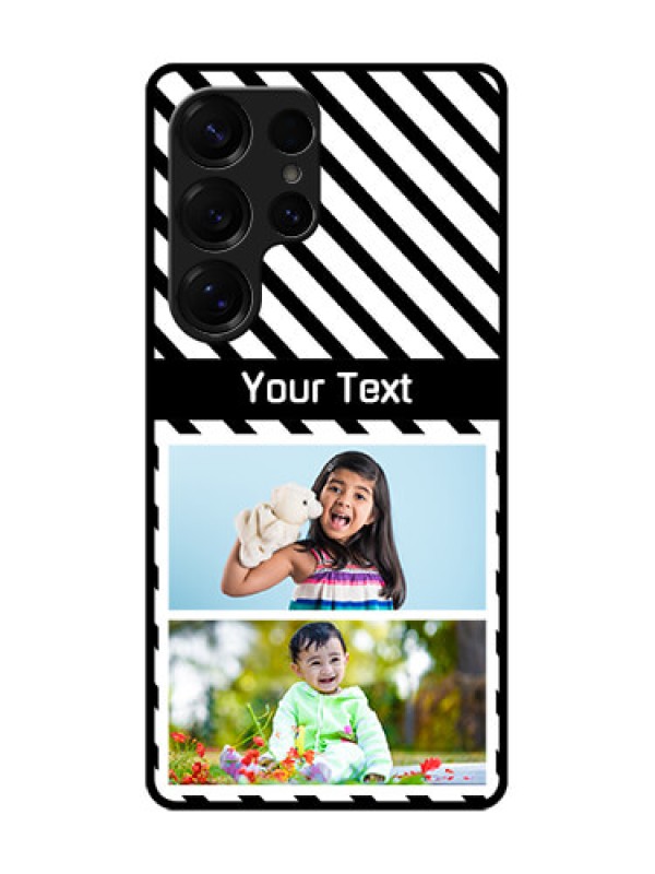 Custom Galaxy S25 Ultra 5G Custom Glass Phone CaseBlack And White Stripes Design