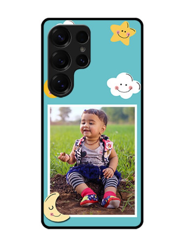 Custom Galaxy S25 Ultra 5G Custom Glass Phone CaseSmiley Kids Stars Design
