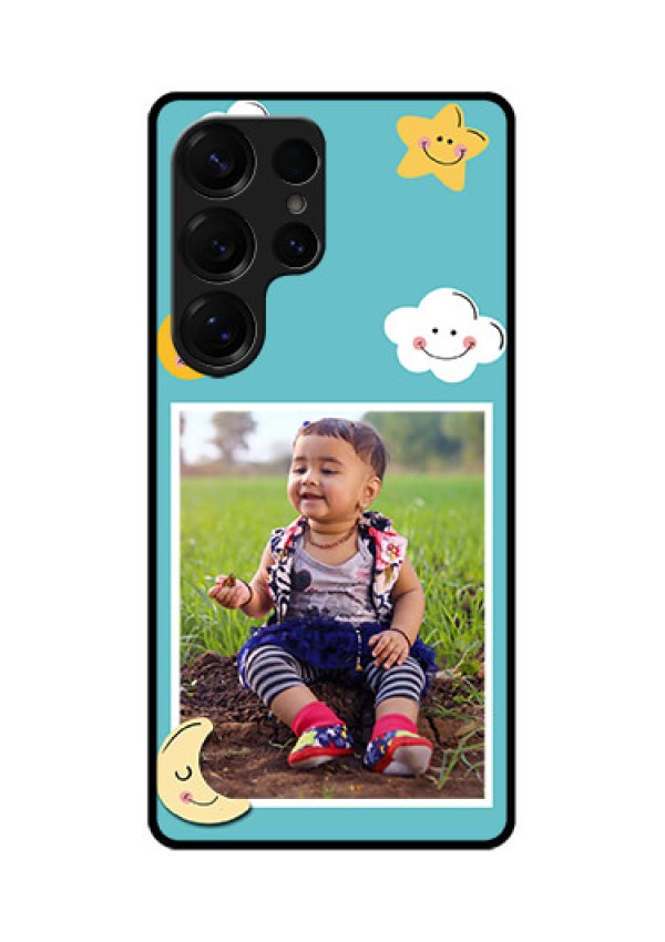 Galaxy S25 Ultra 5G Custom Glass Phone CaseSmiley Kids Stars Design