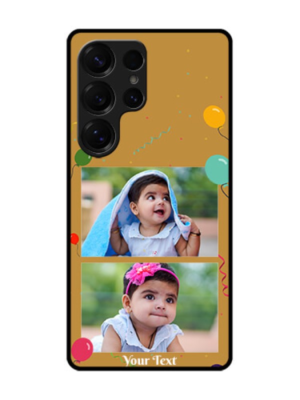 Custom Galaxy S25 Ultra 5G Custom Glass Phone CaseImage Holder With Birthday Celebrations Design