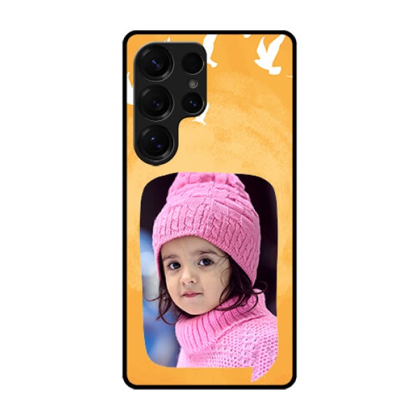 Galaxy S25 Ultra 5G Custom Glass Phone CaseWater Color Design With Bird Icons