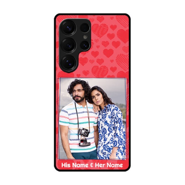 Galaxy S25 Ultra 5G Custom Glass Phone CaseWith Red Heart Symbols Design Galaxy S25 Ultra 5G Custom Glass Phone CaseWith Red Heart Symbols Design