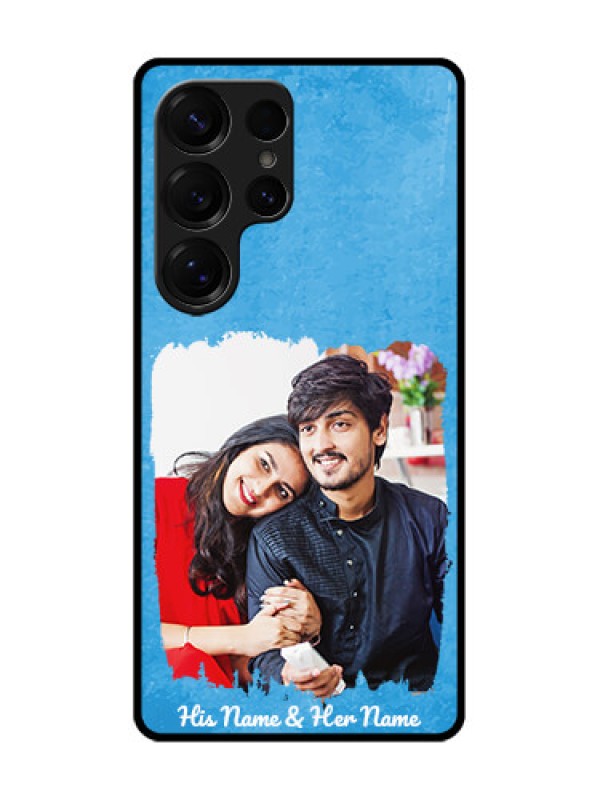 Custom Galaxy S25 Ultra 5G Custom Glass Phone Case - Blue Color Vintage Design