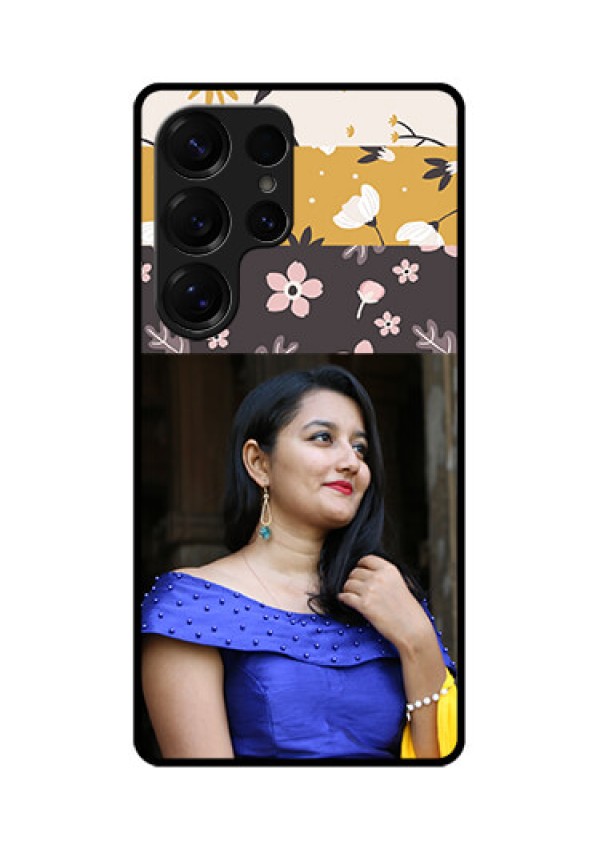 Galaxy S25 Ultra 5G Custom Glass Phone CaseStylish Floral Design
